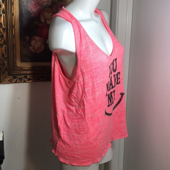 Y2K Pink Spring Break Souvenir Tank Top Tee Swim Cover-up You make me Smile OS - Picture 4 of 5